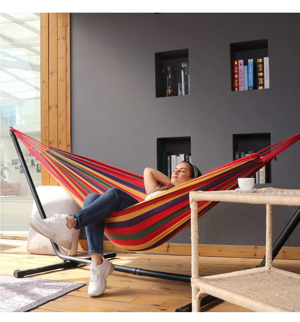 Portable Hammock, durable outdoor canvas swing.