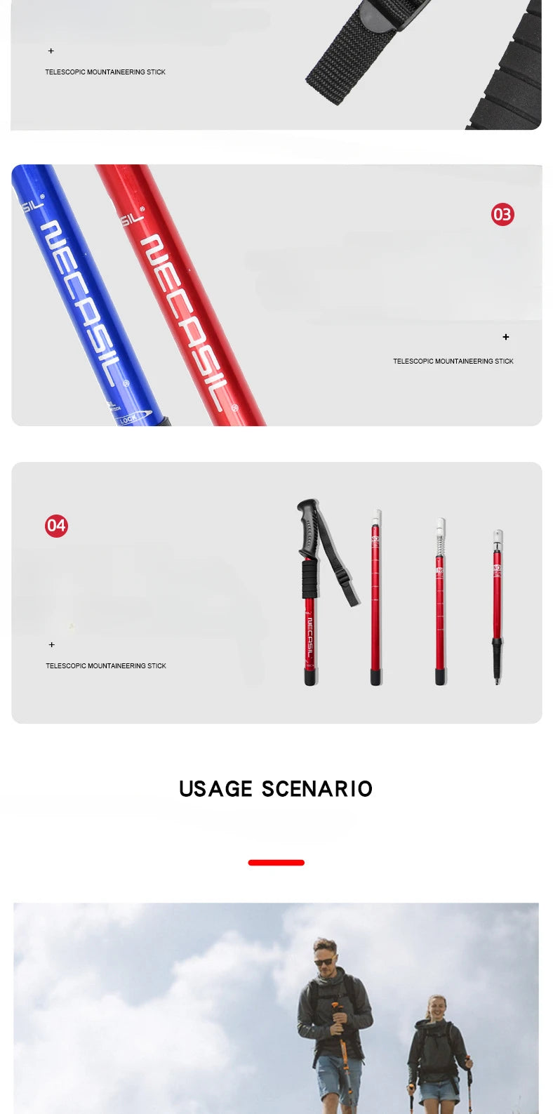 Ultralight Trekking Pole, adjustable and durable.