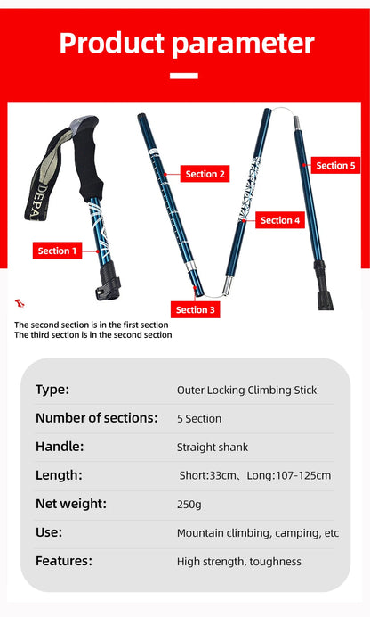 Collapsible Trekking Pole - Lightweight Hiking Stick