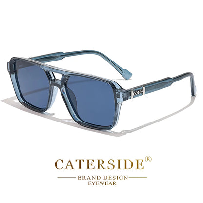 CATERSIDE Retro Square Sunglasses – Double Bridge Flat Top Shades