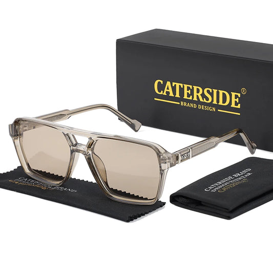 CATERSIDE Retro Square Sunglasses – Double Bridge Flat Top Shades