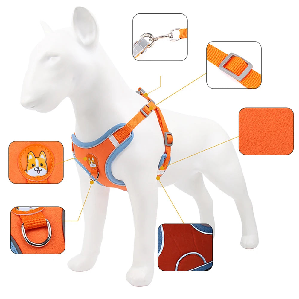 Dog Harness, adjustable reflective no-pull vest.