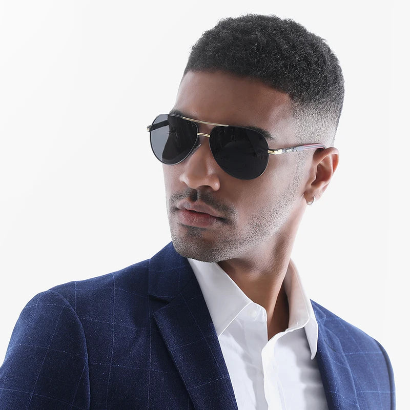 UV400 Polarized Sunglasses with vintage pilot frame.