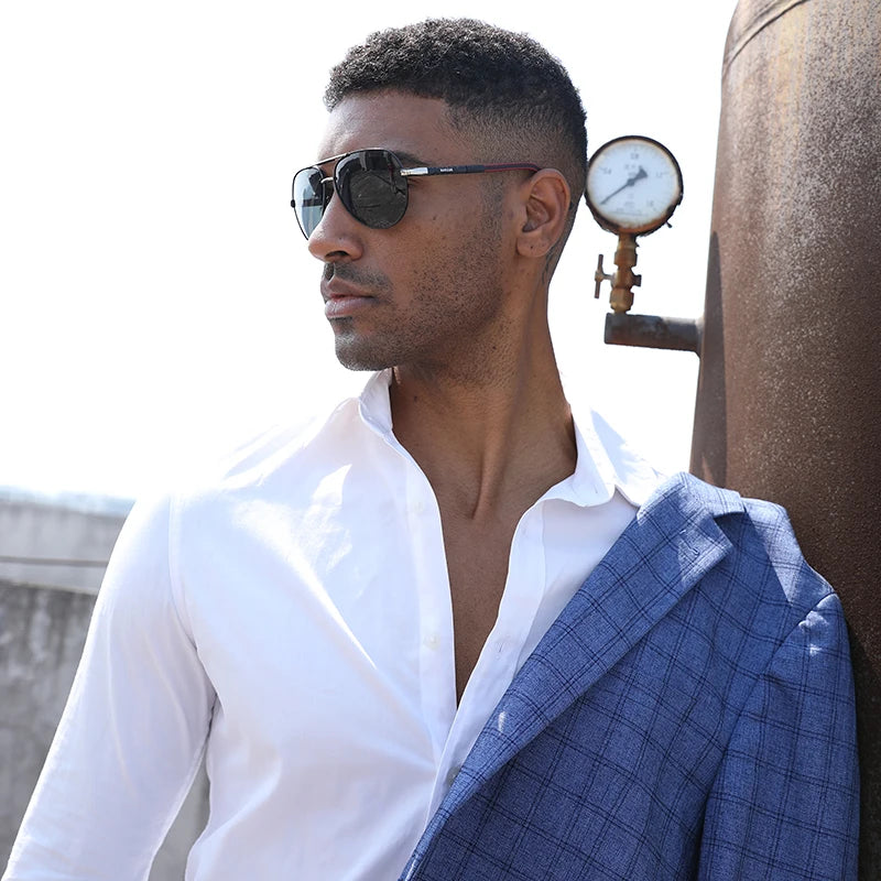 UV400 Polarized Sunglasses with vintage pilot frame.