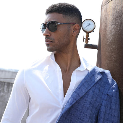 UV400 Polarized Sunglasses with vintage pilot frame.