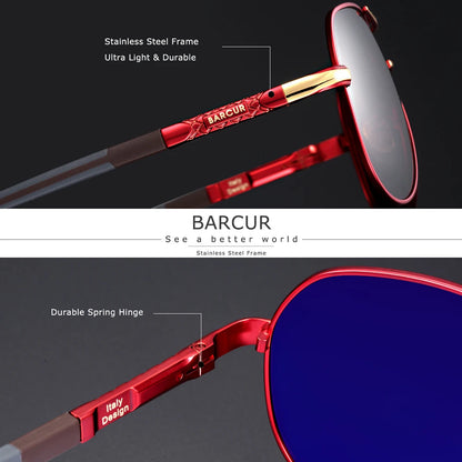 UV400 Polarized Sunglasses with vintage pilot frame.