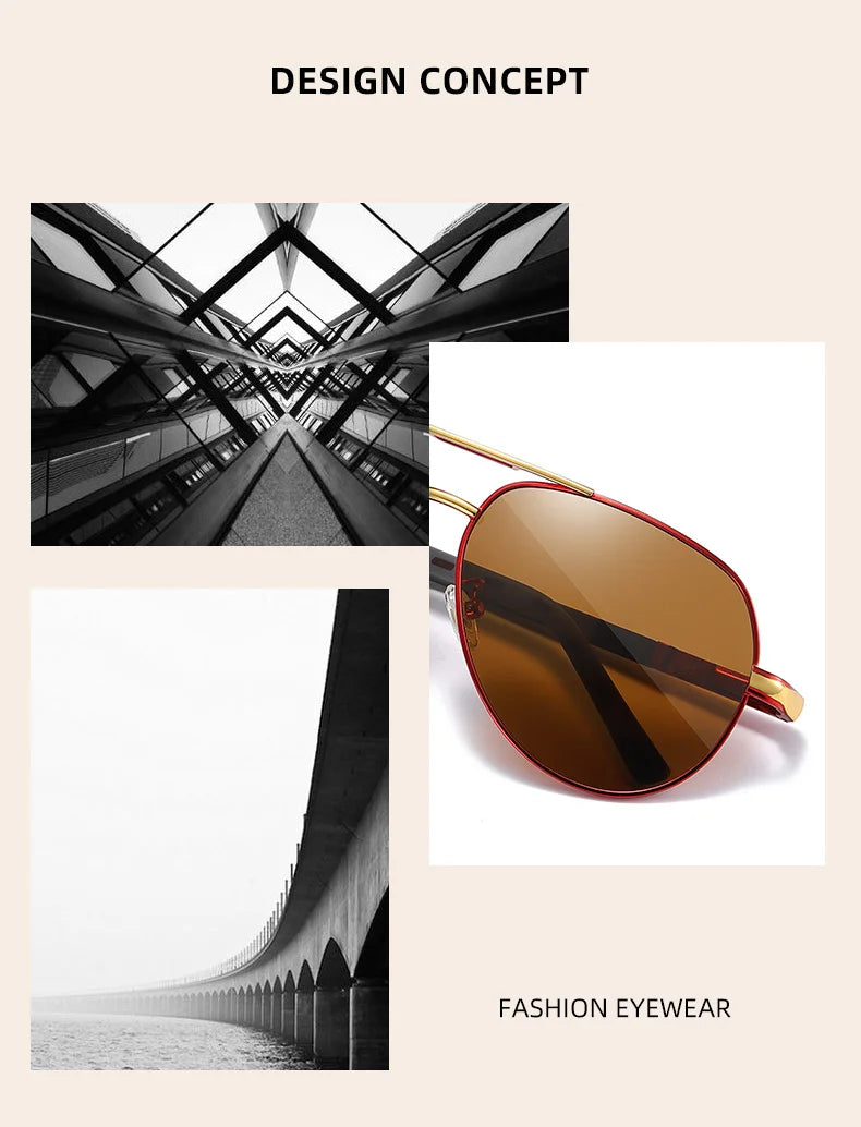 UV400 Polarized Sunglasses with vintage pilot frame.