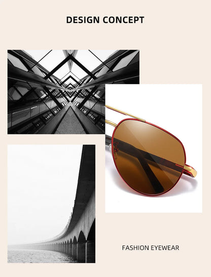 UV400 Polarized Sunglasses with vintage pilot frame.