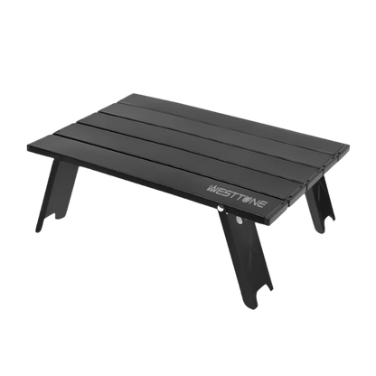 black Camping Roll Top Table, ultra lightweight and portable.