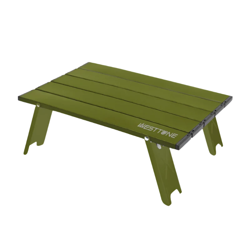 green Camping Roll Top Table, ultra lightweight and portable.