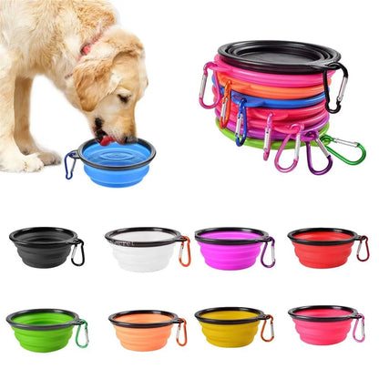 Collapsible Dog Bowl, portable silicone travel dish.