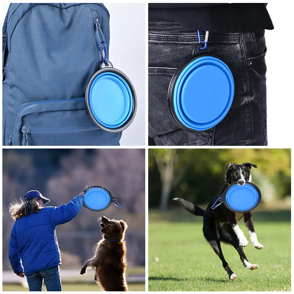 Collapsible Dog Bowl, portable silicone travel dish.