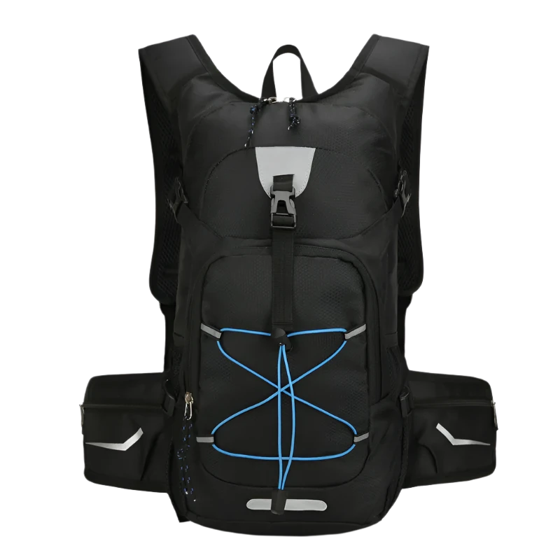 Black Cycling Backpack with hydration and waterproofing.