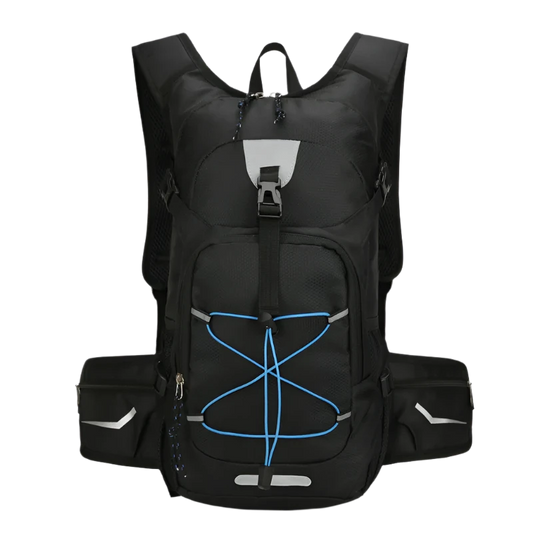 Black Cycling Backpack with hydration and waterproofing.