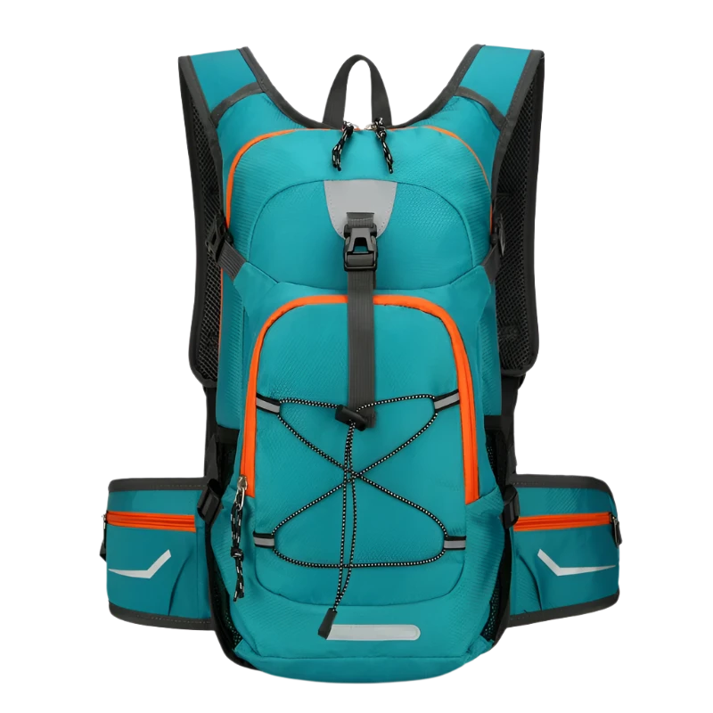 Blue Cycling Backpack with hydration and waterproofing.