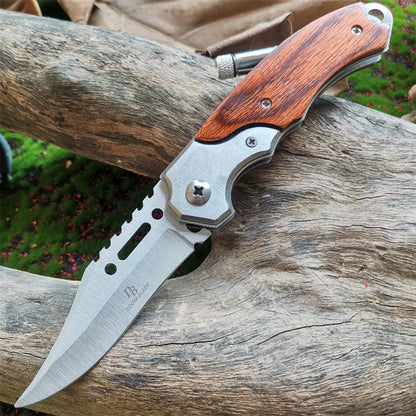 Folding Knife with LED Handle: Durable 3.15" blade, ergonomic wood handle with LED lights, lightweight 4.02 oz, perfect for any task.