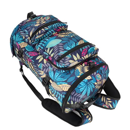 Multi-Functional Nylon Travel Backpack: Durable, versatile, with shoe pocket, wet-dry separation, laptop space, and multiple carrying options.