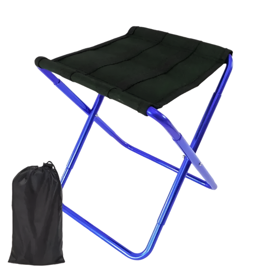 Blue Folding Camping Stool, portable ultralight design.