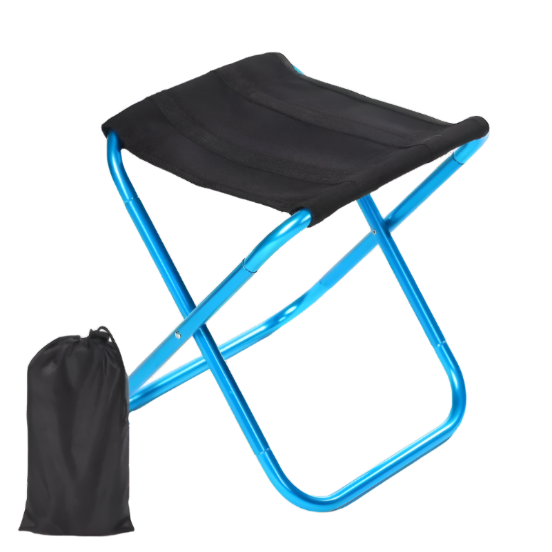 Light Blue Folding Camping Stool, portable ultralight design.