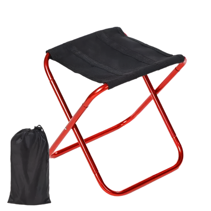 Red Folding Camping Stool, portable ultralight design.