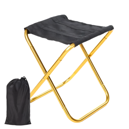 Yellow Folding Camping Stool, portable ultralight design.