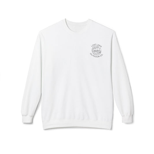 White Heavy Sweatshirt, unisex crewneck design.