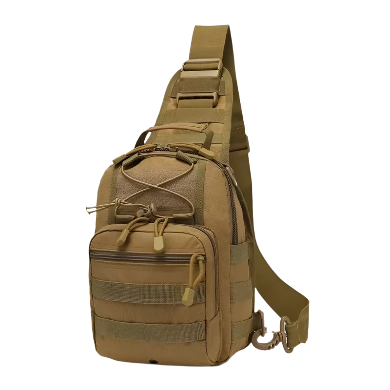 Khaki MOLLE Sling Backpack, compact and versatile