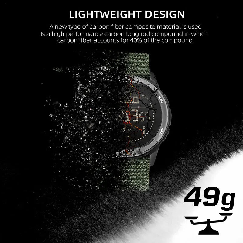 Outdoor Digital Watch with carbon fiber build.