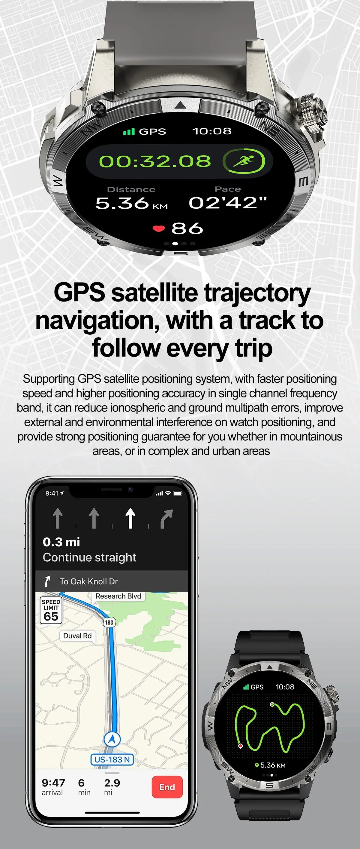 Amoled GPS Sport Smartwatch – North Edge product photo – Lost Lake Outdoor