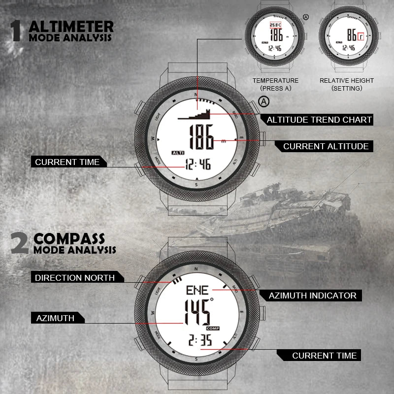 Outdoor Digital Watch with tactical features.