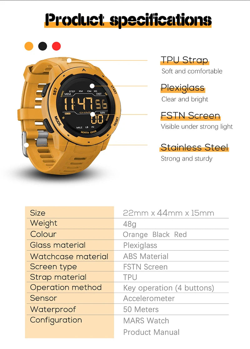 Digital Sports Watch, waterproof and lightweight.