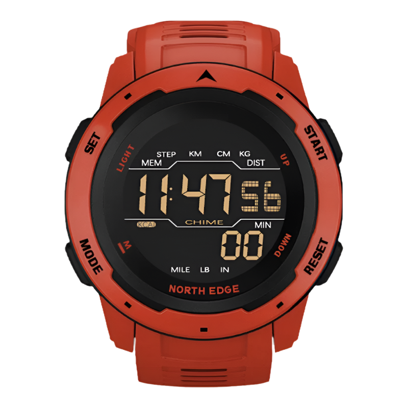 Red Digital Sports Watch, waterproof and lightweight.