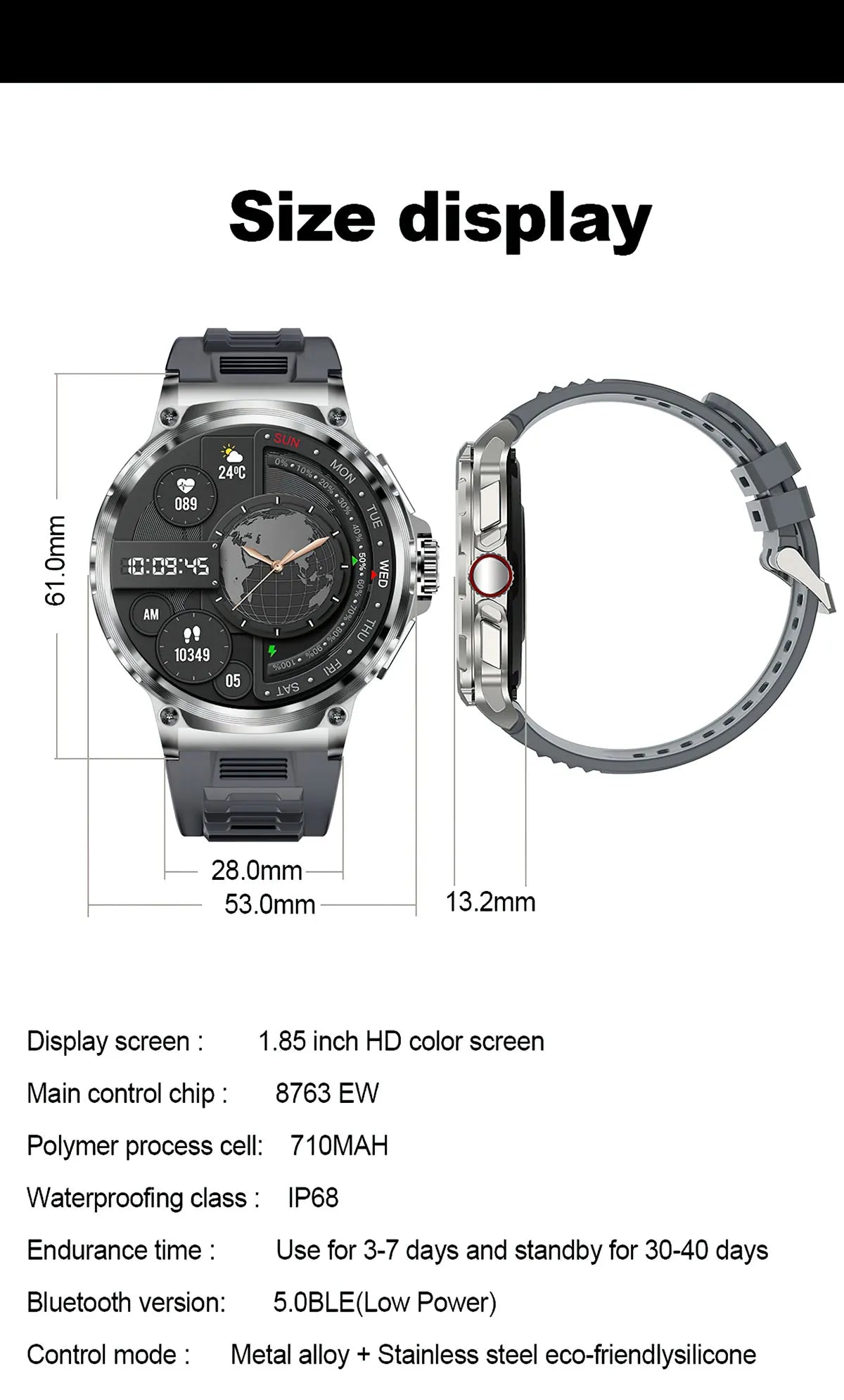 Multisport Watch with fitness tracking features.