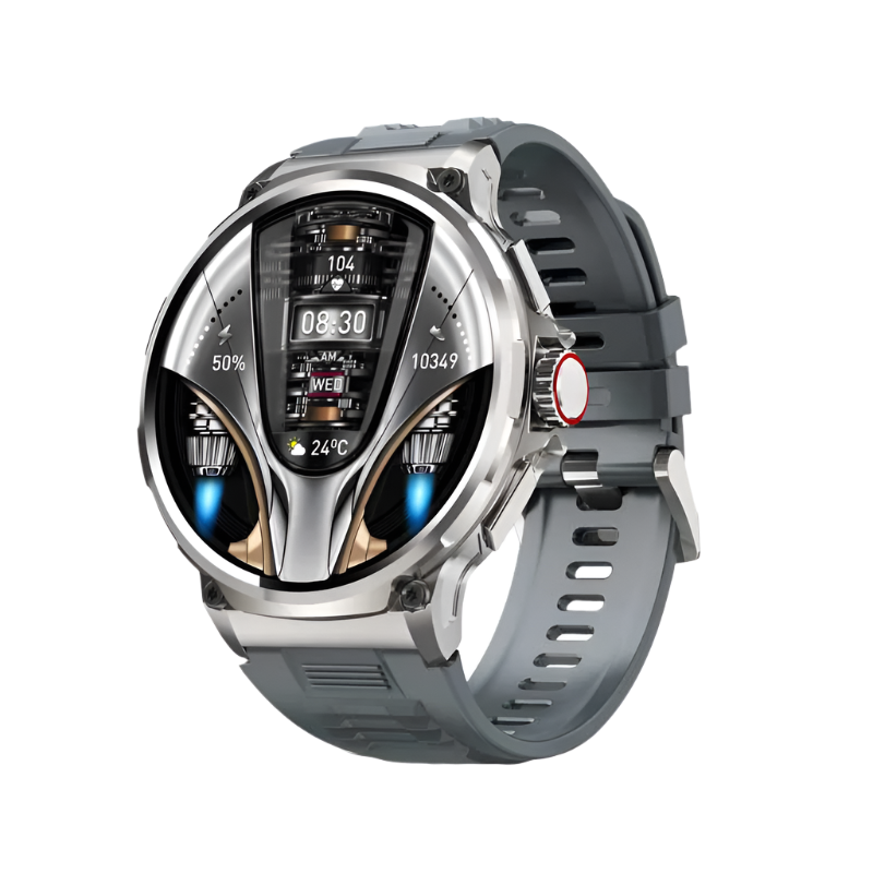 Silver Multisport Watch with fitness tracking features.