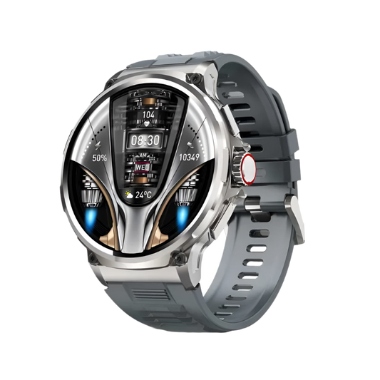 Silver Multisport Watch with fitness tracking features.