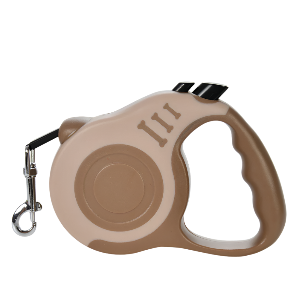 Brown Dog Leash, retractable nylon lead with lock.