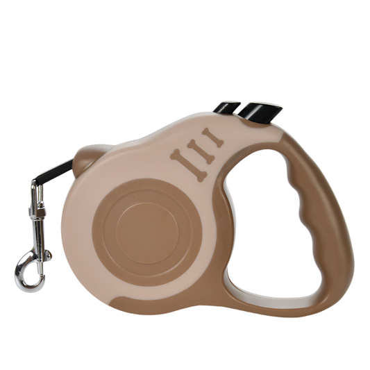 Brown Dog Leash, retractable nylon lead with lock.