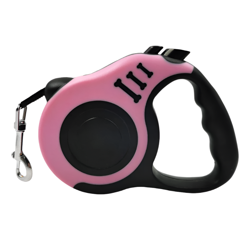 Pink Dog Leash, retractable nylon lead with lock.