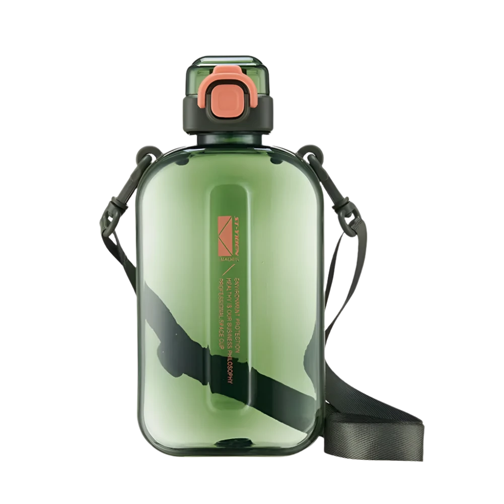 Dark Green Slim Water Bottle, sleek and portable design.