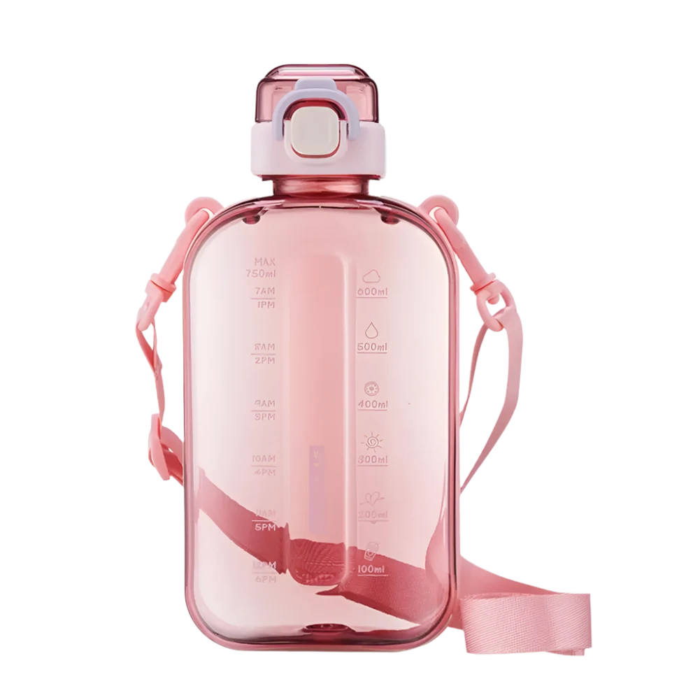 Pink Slim Water Bottle, sleek and portable design.