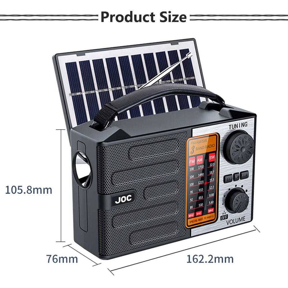 Solar Powered Radio with Bluetooth and flashlight.