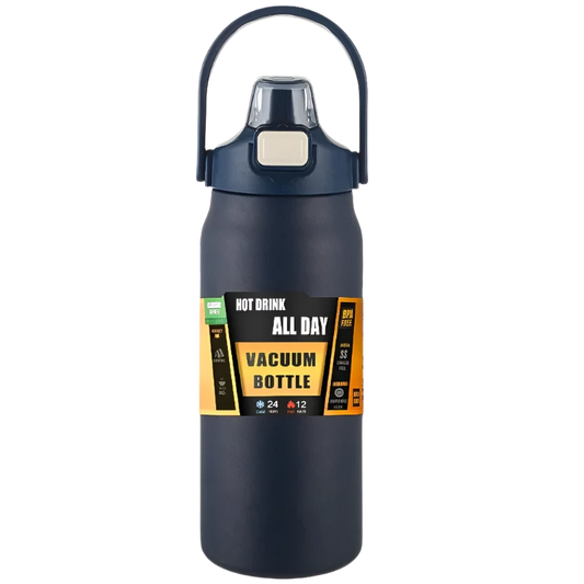 Blue Stainless Steel Thermos, durable vacuum insulation.