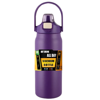 Purple Stainless Steel Thermos, durable vacuum insulation.