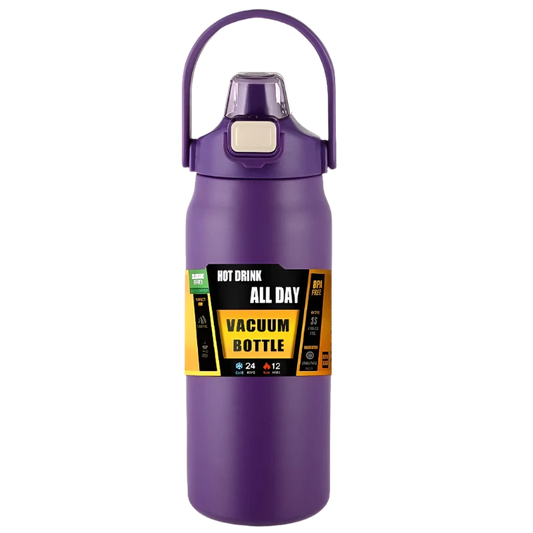 Purple Stainless Steel Thermos, durable vacuum insulation.