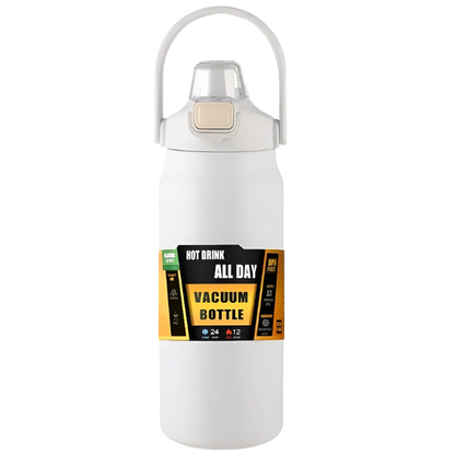 White Stainless Steel Thermos, durable vacuum insulation.