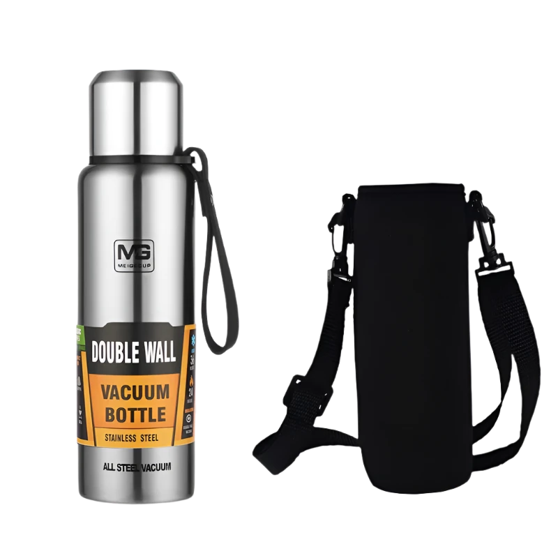 Silver with bag Stainless Steel Water Bottle: Insulated, Durable, and BPA-free