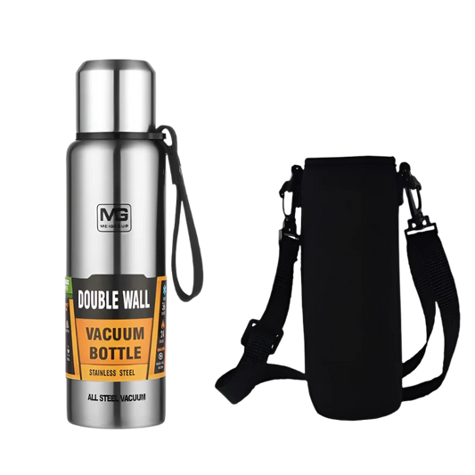 Silver with bag Stainless Steel Water Bottle: Insulated, Durable, and BPA-free