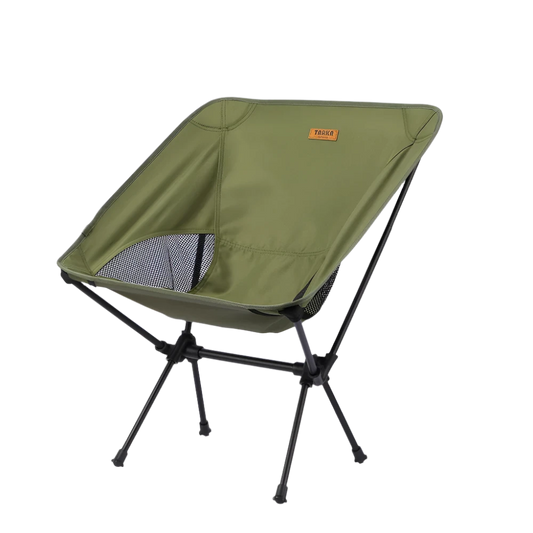 Green Camping Moon Chair, lightweight and foldable.