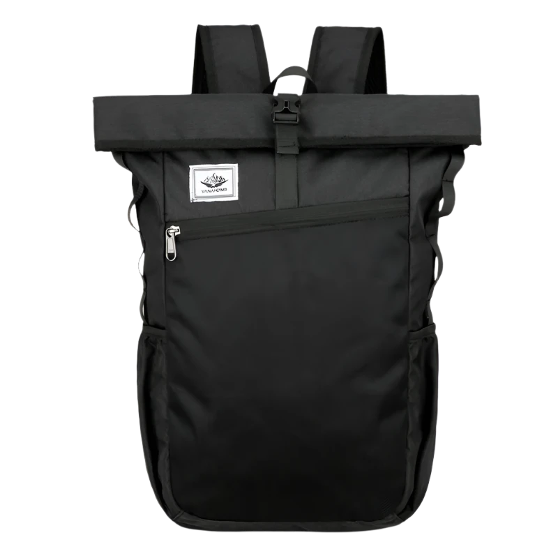 Black Outdoor Backpack: Waterproof, durable, foldable, and spacious for essentials; perfect for hiking, camping, cycling, and travel.