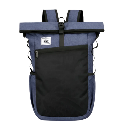 Blue Outdoor Backpack: Waterproof, durable, foldable, and spacious for essentials; perfect for hiking, camping, cycling, and travel.